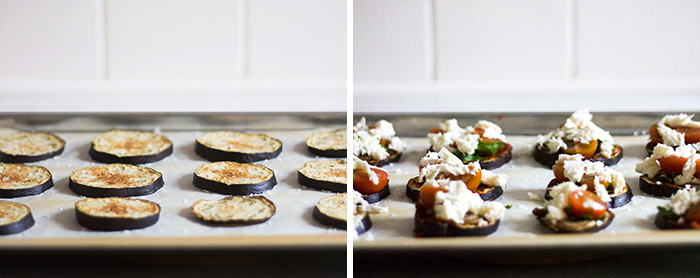 aubergine mini-pizza, nu med fyld